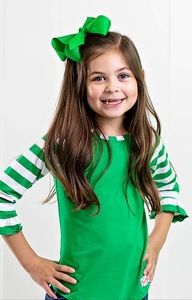 New Ruffle Girl Green St. Patrick's Day Shirt & Bow